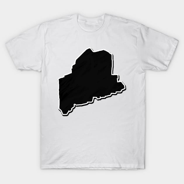 Black Maine Outline T-Shirt by Mookle